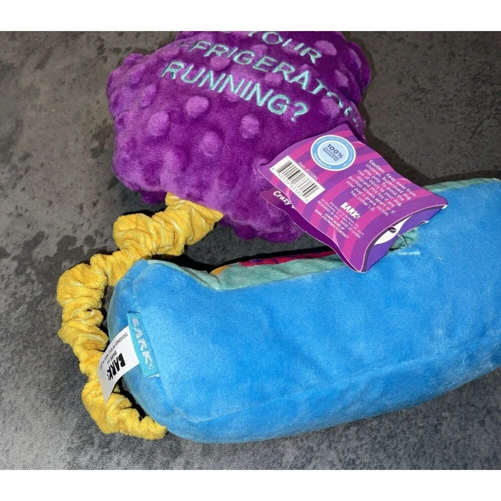 Bark Box Yank Calls Plush Dog Toy Size L, Squeaker And Crinkle Noises